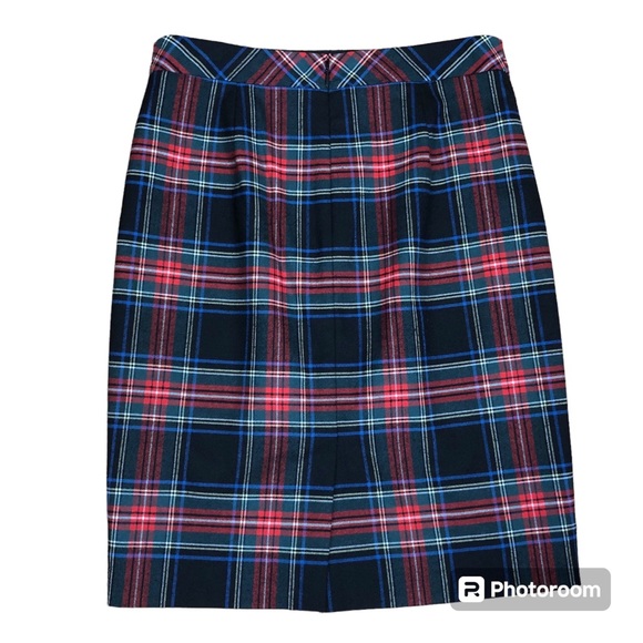 J. Crew Pencil Skirt Wool Blend Black Tartan Plaid Size 0 - Picture 2 of 14